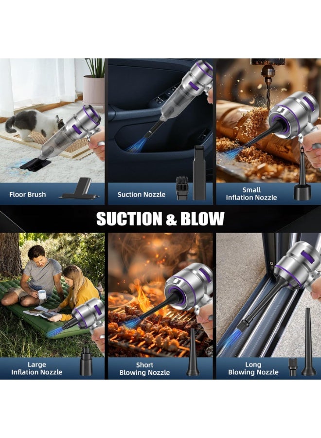 vCar Vacuum Cleaner High Power - 22000PA Portable Car Vacuums 4 in 1 Compressed Air Duster & Blower Hand Held Vacuum Cordless with Brushless Motor for Cars Home Office Camping Ideal Gifts for Men women - Image 5